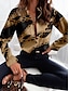 preiswerte Blusen und Hemden für Damen-Damen Hemd Bluse Ketten drucken Casual Taste Bedruckt Gelb Langarm Modisch Hemdkragen Frühling &amp; Herbst