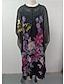 cheap Print Dresses-Women&#039;s Chiffon Chiffon Dress Floral Mesh Button V Neck Long Dress Maxi Dress Daily Vacation 3/4 Length Sleeve Summer Spring