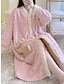 abordables Women&#039;s Robes-Albornoz de forro polar para mujer, vestido esponjoso y borroso de dibujos animados de gato de felpa, informal, cómodo para el hogar, cama diaria, forro polar de coral, terciopelo de coral, solapa