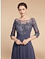 cheap Mother of the Bride Dresses-A-Line Mother of the Bride Dress Elegant V Neck Floor Length Chiffon Lace 3/4 Length Sleeve with Ruffles Appliques 2024