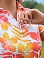 abordables Colección de diseñador-Mujer Camisas de polo Rojo Azul Manga Corta Protección Solar Camiseta Floral Ropa de golf para damas Ropa Trajes Ropa Ropa