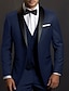 levne Smokingové obleky-černé pánské plesové obleky svatební party smokingy 3dílný šálový límec jednobarevný plus velikost přizpůsobený střih jednořadý na jeden knoflík 2024