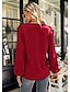 Недорогие Базовые плечевые изделия для женщин-Рубашка Блуза Жен. Черный Розовый Винный Сплошной/однотонный цвет Оборки кнопка Повседневные Мода V-образный вырез Стандартный S
