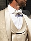 billige Tuxedo dragter-champagne til mænd galladragter prom smoking til bryllupsfest 3-delt sjalkrave blomstret jacquard plus størrelse skræddersyet pasform enkeltradet en-knap 2024
