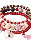 cheap Bracelets &amp; Bangles-Women&#039;s Bead Bracelet Fancy Fashion Birthday Heart Elegant Fashion Cartoon Alloy Bracelet Jewelry Black / Red / Brown For Party Evening Gift Birthday