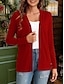 baratos Casacos de Malha-Casaco cardigan de malha feminino clássico decote em v manga comprida suéter frontal aberto outono cor sólida cardigans vinho s m l