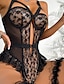 preiswerte Sexy Dessous-Damen Spitze Rückenfrei Strumpfbänder &amp; Hosenträger Sexy Dessous Sexy Körper Nachtwäsche Einfarbig BH Hellblau / Schwarz S M L