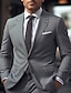 levne Obleky-šedé/černé/vínové/modré pánské svatební obleky jednobarevné 2dílné módní obchodní společenské oděvy nadrozměrné jednořadové jednořadé na knoflíky 2024