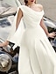 ieftine Rochii Cocktail-rochii de cocktail în formă de A rochie elegantă invitată la nuntă lungime ceai fără mâneci decolteu cu capcană șifon elastic cu volan 2024