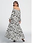 ieftine rochie casual cu imprimeu-rochie maxi cu umăr dezactivat cu imprimeu graffiti abstract din satin
