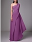 preiswerte Abendkleider-Etui-Abendkleid, rot-grünes Kleid, elegantes Kleid, formeller Schwung / Pinselschleppe, ärmellos, One-Shoulder-Stretch-Chiffon mit Falten, gerüscht 2024