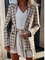 abordables Blazers Femme-Femme blazer Extérieur Imprimer Plaid Chaud Mode Standard Vêtements d&#039;extérieur manche longue Automne Noir S