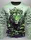 cheap Men&#039;s 3D T-shirts-Graphic Tiger Fashion Designer Casual Men&#039;s 3D Print T shirt Tee Sports Outdoor Holiday Going out T shirt Red Blue Brown Long Sleeve Crew Neck Shirt Spring &amp;  Fall Clothing Apparel S M L XL 2XL 3XL