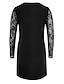 cheap Party Dresses-Women&#039;s Black Dress Lace Dress Party Dress Cotton Lace Pocket V Neck Long Sleeve Mini Dress Winter Dress Wedding Guest Black Spring Fall