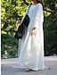 baratos vestidos lisos-Mulheres Vestido branco Vestido Longo Vestido Maxi Algodão Bolsos Férias Roupa de rua Básico Decote Quadrado Manga Longa Preto Branco Vermelho Cor