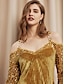 cheap Party Dress-Women&#039;s Velvet Dress Sequin Dress Party Dress Mini Dress Gold Long Sleeve Pure Color Sequins Glitter Sparkly Spring Fall Winter V Neck Fashion Party Hot Winter Dress Christmas Wedding Guest 2023 S M L