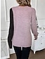 Недорогие Базовые плечевые изделия для женщин-Жен. Рубашка Блуза Контрастных цветов кнопка Повседневные Мода Длинный рукав Круглый вырез Розовый Наступила зима