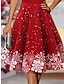 Χαμηλού Κόστους Print Φορέματα-Γυναικεία Χειμερινό φόρεμα Φόρεμα σε γραμμή Α Σλιπ Φόρεμα Φιόγκος Ώμοι Έξω Μίντι φόρεμα Βίντατζ Πάρτι Ημερομηνία Κοντομάνικο Φθινόπωρο Χειμώνας