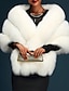 olcso Szőrme és bőr nőknek-Női Szőrmekabát Mackó Sherpa kabát Polár dzseki Esküvő Napi Ősz Tél Rövid Kabát V-alakú Normál Zakók Ujjatlan Egyszínű Fehér Fekete Szürke