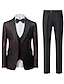 cheap Suits-Black Yellow Red Men&#039;s Party Prom Suits Patterned 3 Piece Sparkle Standard Fit Single Breasted One-button 2024