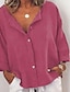 cheap Women&#039;s Blouses &amp; Shirts-Women&#039;s Shirt Blouse Long Cotton Top Linen Plain Button Casual Daily Daily Basic Long Sleeve V Neck Army Green Fall &amp; Winter