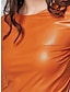economico abiti semplici-Per donna Abito casual Vestito longuette Ecopelle Increspato Giornaliero Appuntamento Di tendenza Streetwear Girocollo Manica lunga Nero Vino Arancione Colore