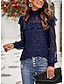 preiswerte Basic-Damenoberteile-Damen Boho-Shirt Spitzenhemd Spitzenreiter ausgehen Bluse Glatt Sexy Blume Spitze Party Festtage Ausgehen Modisch Romantisch Sexy Laternenärmel Langarm Rollkragen Stehkragen Weiß Frühling &amp; Herbst