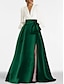 billige Aftenkjoler-a-line aftenkjole elegant kjole formell feie / børstetog formell rød grønn kjole langermet v-hals sateng med folder splitt 2024