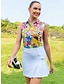 billiga Designerkollektion-Dam Vandringspolotröja Sjöblå Gul Purpur Ärmlös Solskydd Överdelar Blommig Golfkläder för damer Kläder Outfits Bär kläder