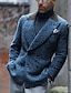 Χαμηλού Κόστους Μπλέιζερ και σακάκι-ανδρικό μοδάτο casual blazer τζάκετ fleece blazer τσέπη στο στήθος συν μέγεθος κανονική προσαρμοσμένη εφαρμογή μονόχρωμο διπλό στήθος με έξι κουμπιά μωβ γκρι 2024