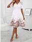 cheap Print Dresses-Women&#039;s Casual Dress A Line Dress Floral Print Scalloped Neck Midi Dress Date Vacation Short Sleeve Fall