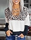 baratos Tops básicos de mulher-Mulheres Camisa Social Blusa Leopardo Bloco de cor Casual Imprimir Branco Manga Longa Moda Decote V Primavera &amp; Outono
