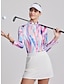 billiga Designerkollektion-Dam Vandringspolotröja Blå Långärmad Solskydd Överdelar Knytbatik Höst Vinter Golfkläder för damer Kläder Outfits Bär kläder