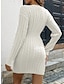 זול שמלות סרוגות-בגדי ריקוד נשים שמלת סוודר שמלת מגשר שמלת חורף שמלת מיני אופנתי יום יומי אחיד בָּחוּץ יומי חופשה ליציאה צווארון V שרוול ארוך 2023 מונח בצורה רפויה לבן פול חאקי S M L