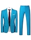 cheap Suits-Yellow Royal Blue Ocean Blue Men&#039;s Wedding Ceremony Homecoming Suits 2 Piece Solid Color Notch Tailored Fit Single Breasted One-button 2024