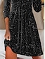 cheap Velvet Dresses-Women&#039;s Black Dress Velvet Dress Party Dress Velvet Sparkle V Neck Long Sleeve Mini Dress Black Spring Winter