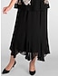 お買い得  デザインドレスセット-女性用 プラスサイズ 曲線 黒いドレス パーティードレス ツーピースドレス フラワー ミディドレス 七分袖 プリント クルーネック エレガント パーティー ブラック 秋 冬 L XL XXL 3XL 4XL