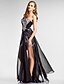 cheap Special Occasion Dresses-Sheath / Column Open Back Formal Evening Military Ball Dress One Shoulder Sweetheart Neckline Sleeveless Floor Length Chiffon Sequined with Beading Sequin Side Draping 2020