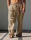 זול מכנסי כותנה פשתן לגברים-בגדי ריקוד גברים וינטאג&#039; עין מכנסי פשתן מכנסיים מותן בינוני בָּחוּץ לבוש יומיומי לבוש רחוב סתיו חורף רגיל