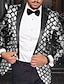 ieftine Blazer și jachetă-sacou cu paiete disco la modă pentru bărbați blazer geometric obișnuit, mărime mare, la un singur piept, un singur nasture, negru auriu argintiu albastru regal 2024