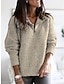 cheap Sweaters-Women&#039;s Sweater Pullover Jumper Zipper Knitted Solid Color Stylish Basic Casual Long Sleeve Regular Fit Sweater Cardigans V Neck Stand Collar Fall Winter Spring Blue Gray Pink / Daily / Going out