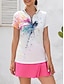 baratos Coleção de designers-Mulheres Camisa polo de caminhada Branco Manga Curta Proteção Solar Blusas Tintura Tie Dye Roupas femininas de golfe, roupas, roupas, roupas