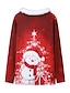 Χαμηλού Κόστους Γυναικεία T-Shirts-Γυναικεία Μπλουζάκι Χριστουγεννιάτικο πουκάμισο Χιονάνθρωπος Κίτρινο Ρουμπίνι Θαλασσί Στάμπα Μακρυμάνικο Πάρτι Χριστούγεννα Σαββατοκύριακο Γιορτές / Διακοπές Στάμπα Χριστούγεννα