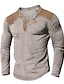 billige Casual T-skjorter for menn-Herre T skjorte Henly-skjorte T-skjorte Fargeblokk Henley Gate Feriereise Langermet Klær Mote Designer Grunnleggende