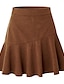 Χαμηλού Κόστους Μονές φούστες-Γυναικεία Φούστα Γραμμή Α Μίνι Ψηλή Μέση Φούστες Σουρωτά Μονόχρωμο Δρόμος Καθημερινά Ανοιξη καλοκαίρι Κοτλέ Κομψό Μοντέρνα Καθημερινό Μαύρο Καφέ Μπεζ