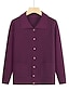 cheap Cardigans-Women&#039;s Cardigan Shirt Collar Cable Knit Polyester Button Pocket Knitted Fall Winter Regular Outdoor Christmas New Year Fashion Casual Soft Long Sleeve Floral Red Purple Fuchsia XL 2XL 3XL
