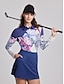 billige Kvinders golf tøj-Dame POLO Trøje Sort Langærmet Solbeskyttelse Toppe Blomstret Paisley Efterår Vinter Dame golf påklædning Tøj Outfits Bær tøj