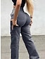 abordables pantalon cargo femme-Femme Pantalon Cargo Pantalon Taille haute Toute la longueur Bleu œuf de mer Automne