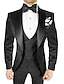 levne Smokingové obleky-černé pánské plesové obleky plesové svatební party smokingy 3dílný šálový límec květinový žakárový nadměrný střih na míru jednořadý jednořadý na knoflík 2024