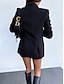 abordables Blazers Femme-Femme blazer Extérieur Bouton Couleur unie Chaud Mode Standard Vêtements d&#039;extérieur manche longue Automne Bleu Ciel S